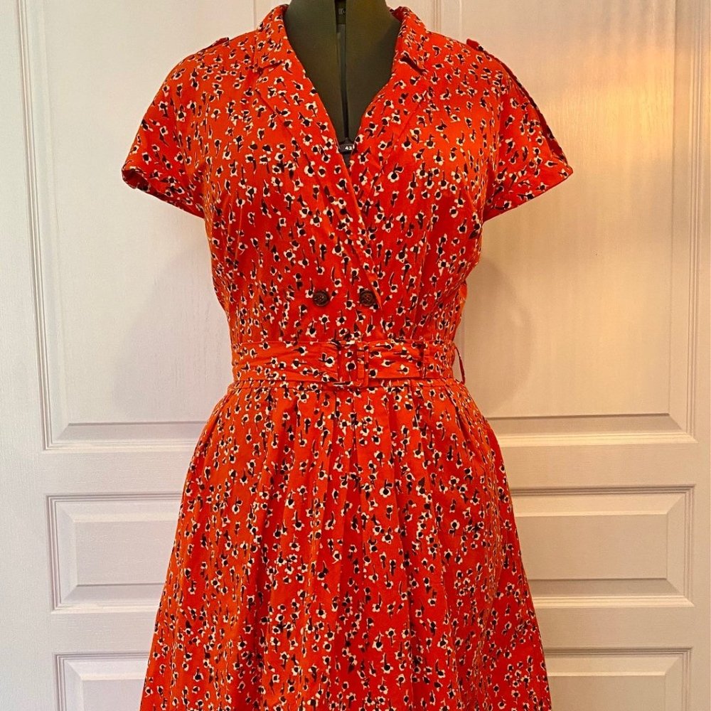 Lela Rose Orange Printed Dress